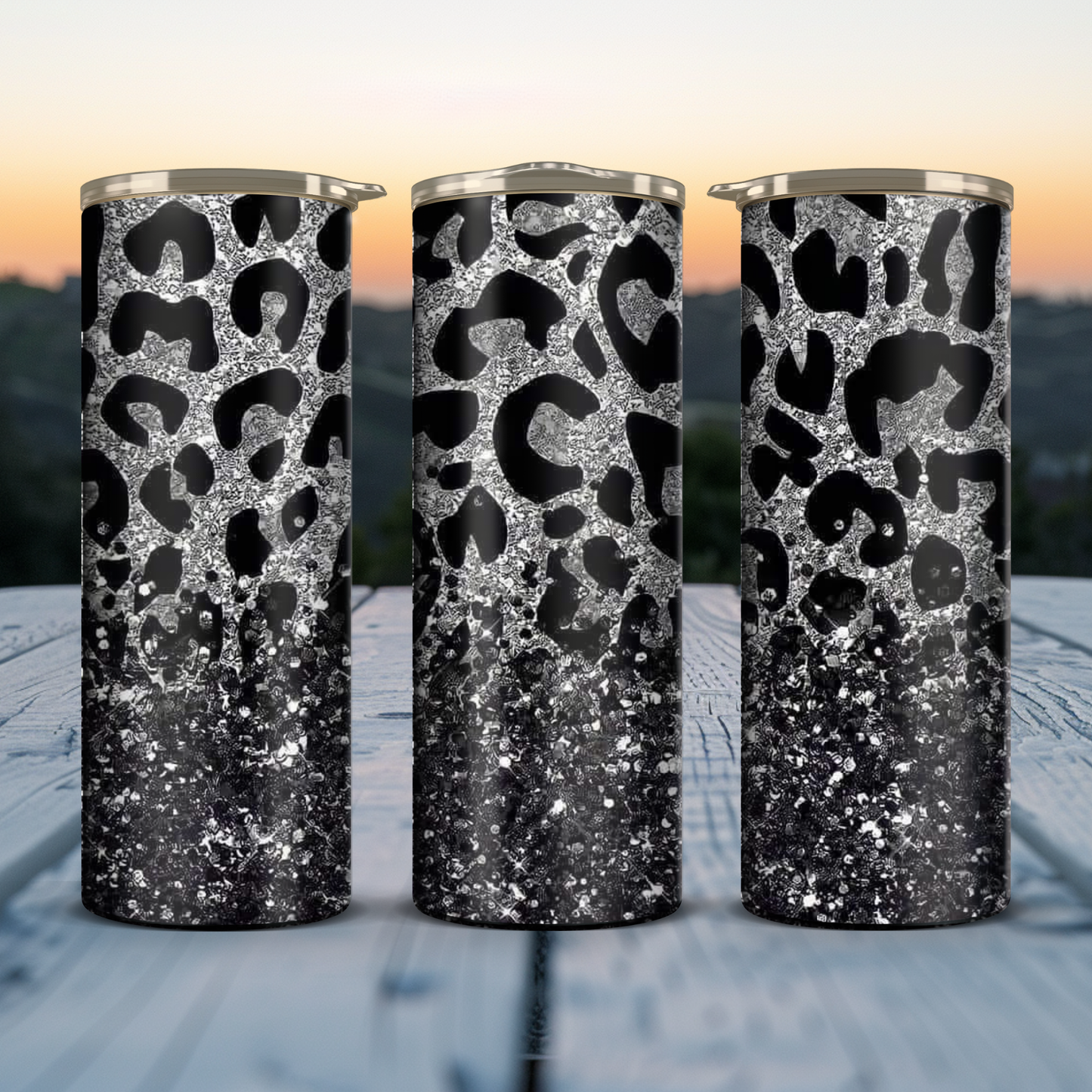 Leopard Print Sparkle - Black / Silver