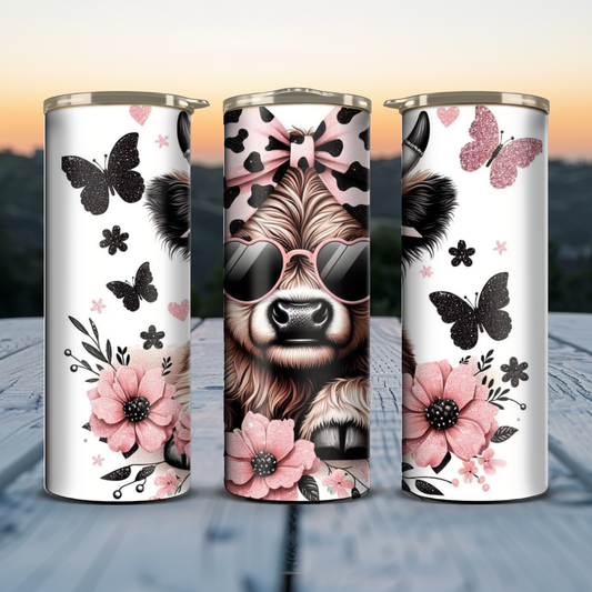 Highland Cow - Pink & Black Sunglasses