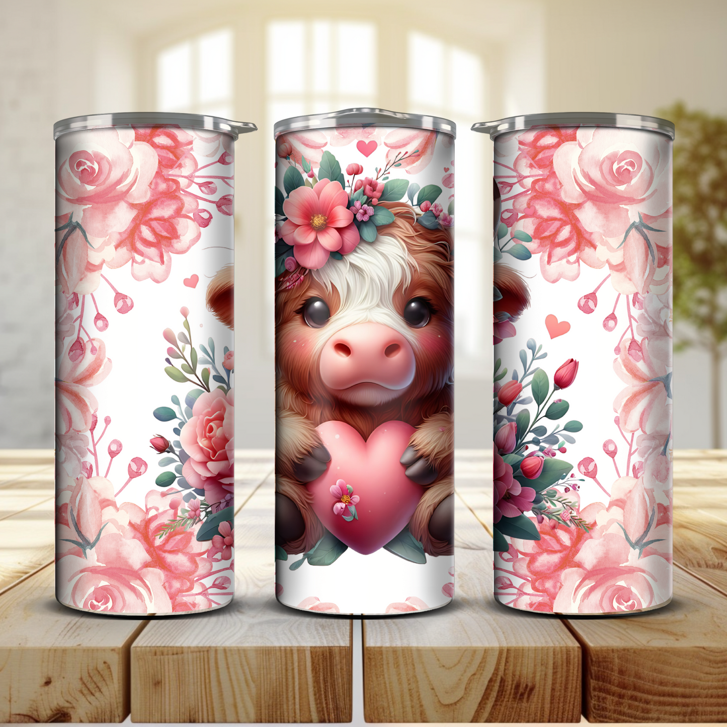 Highland Cow Valentine Pink Heart