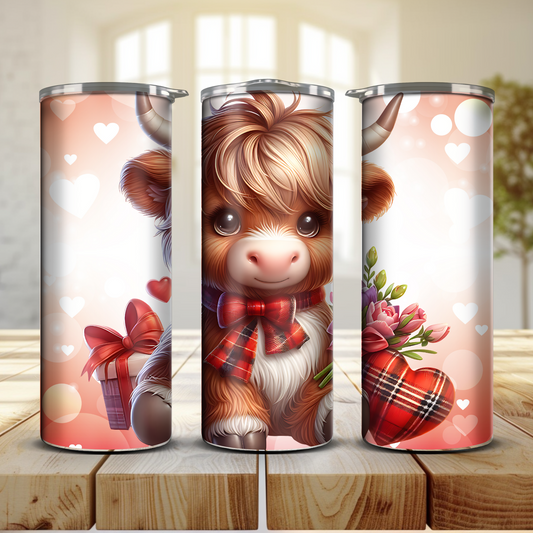 Highland Cow Valentine Red Tartan