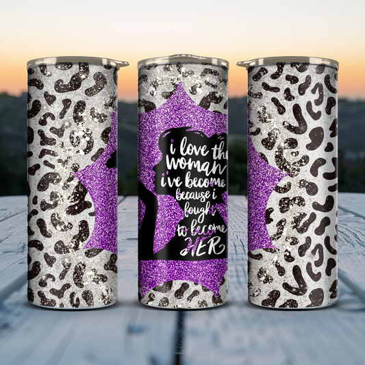 Purple Glitter Leopard Print - I Love The Woman I've Become