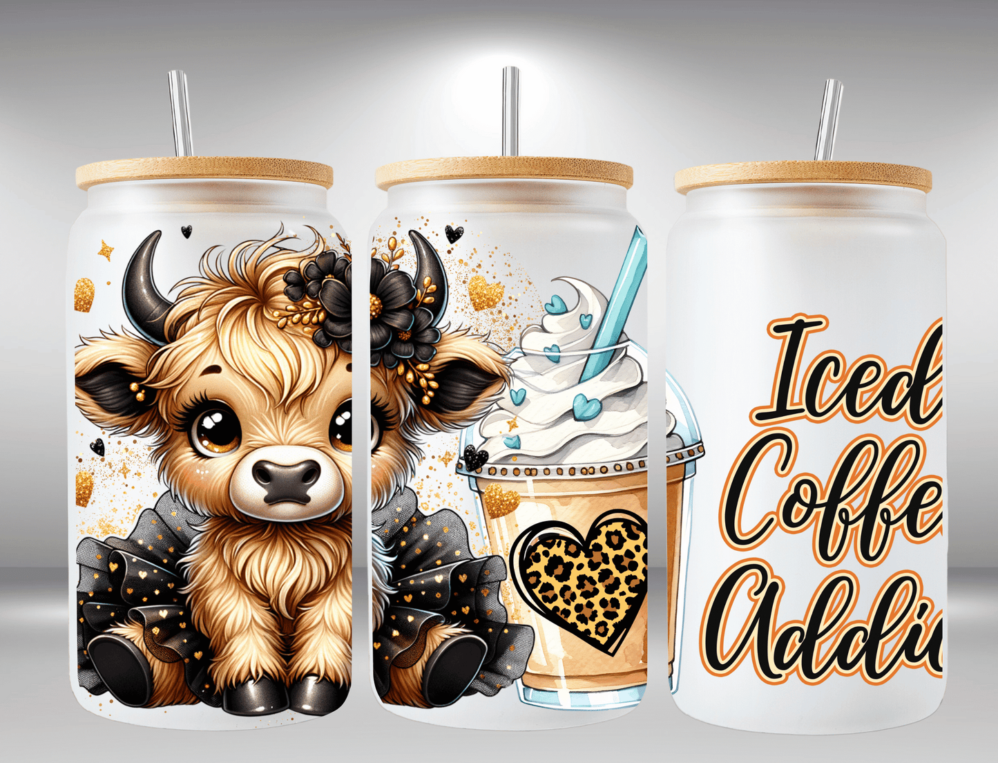 Iced Coffee Addict Glass Tumbler