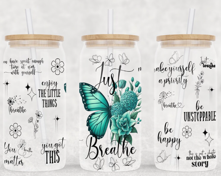 Just Breathe Glass Tumbler