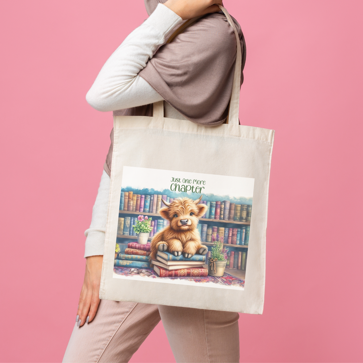 Tote Bag Highland Cow - Just one more chapter